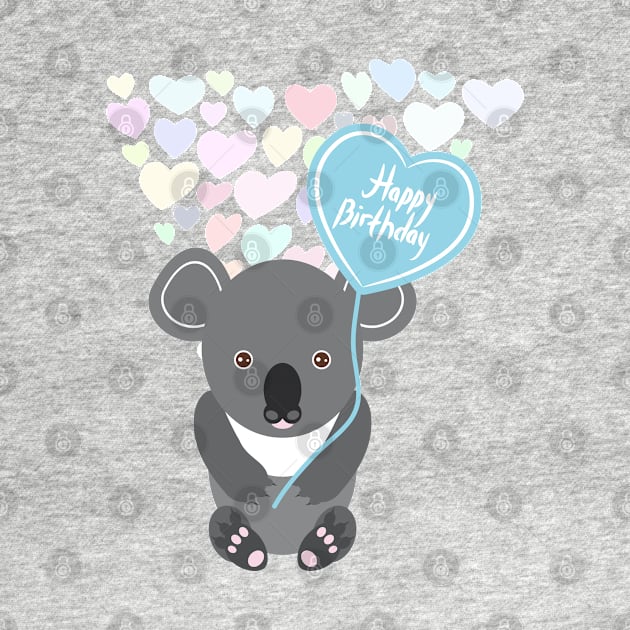 Happy Birthday Card Cute Gray Koala by EkaterinaP